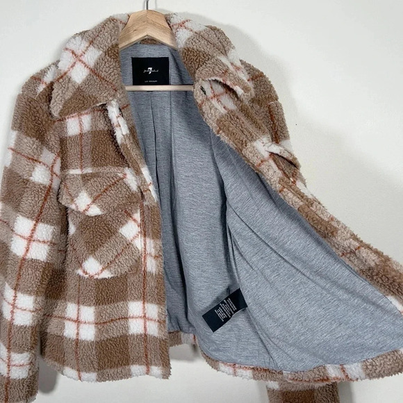 7 For All Mankind  Brown Teddy Crop Jacket - Picture 11 of 15